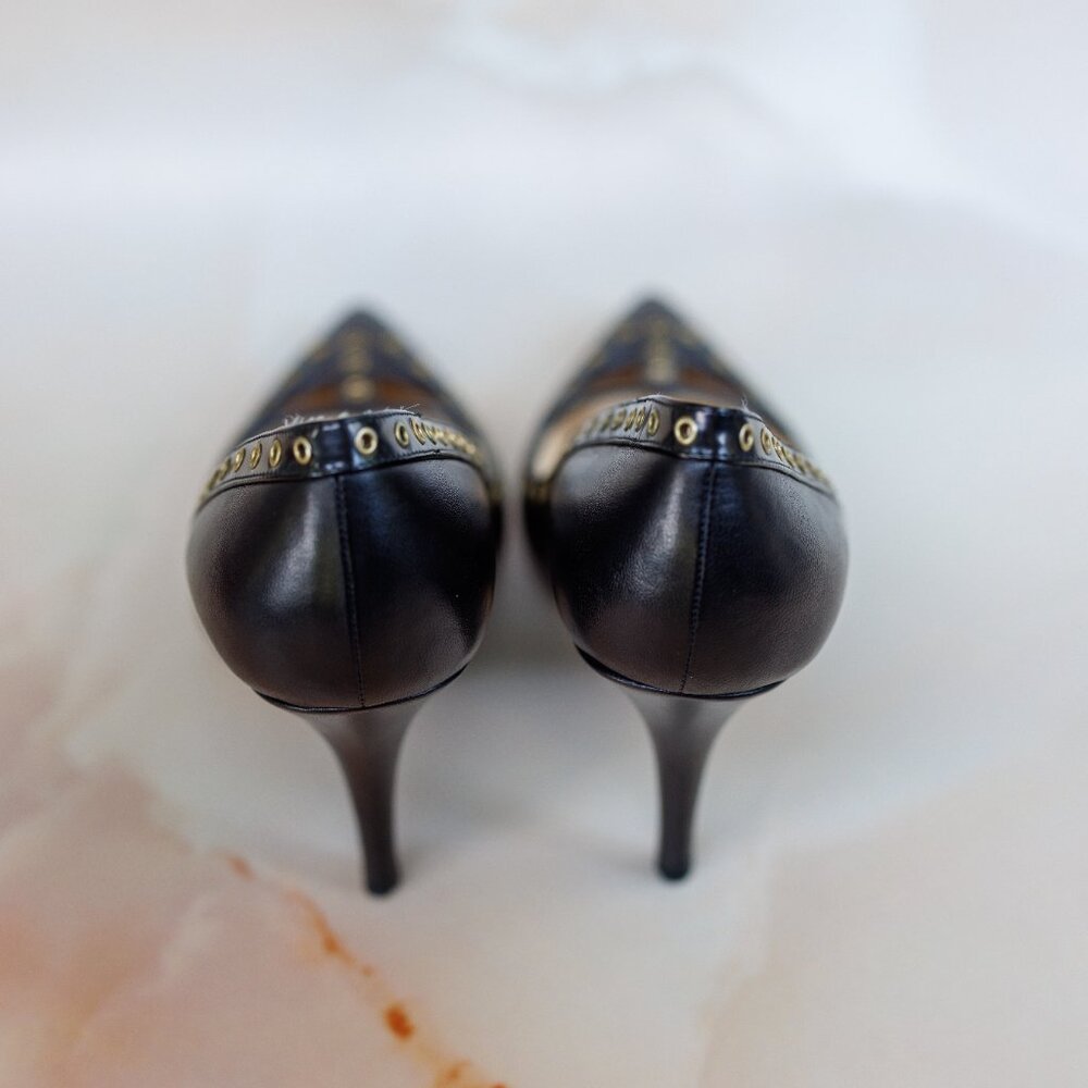 Vintage Jimmy Choo Black Leather High Heels Shoes - Picture 7 of 9